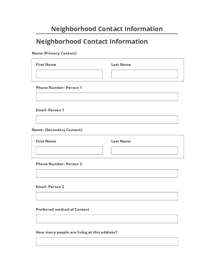 Manage Neighborhood Contact Information