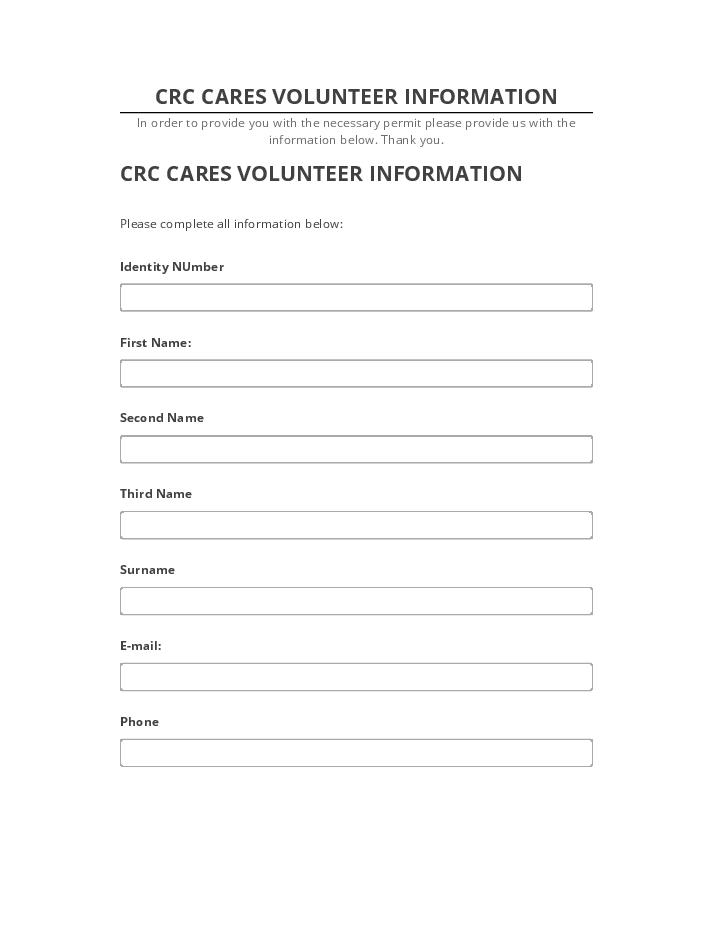 Pre-fill CRC CARES VOLUNTEER INFORMATION