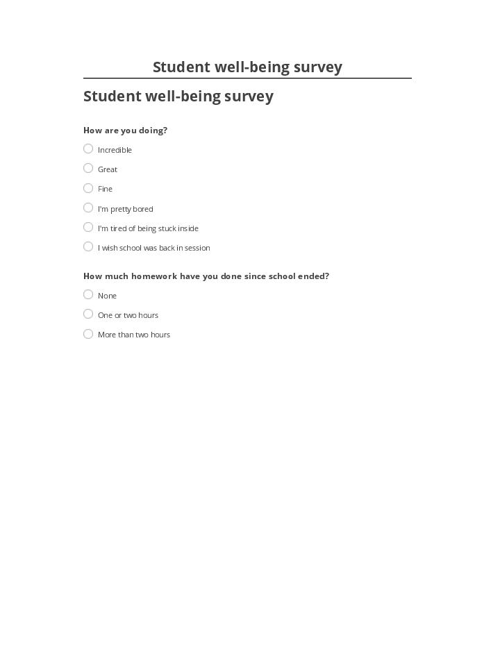 Update Student well-being survey from Netsuite