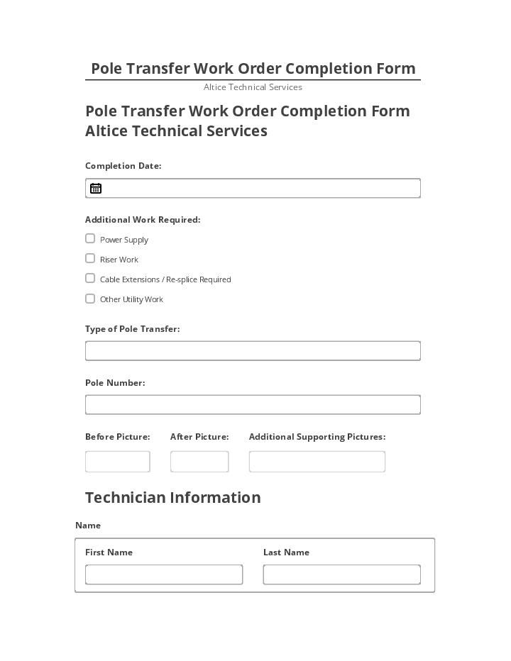 Manage Pole Transfer Work Order Completion Form in Netsuite