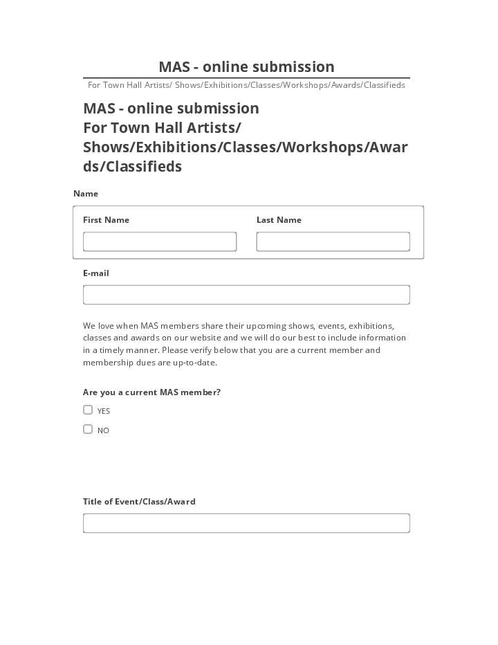 Arrange MAS - online submission