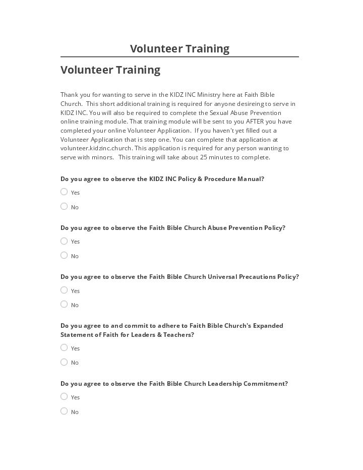 Arrange Volunteer Training