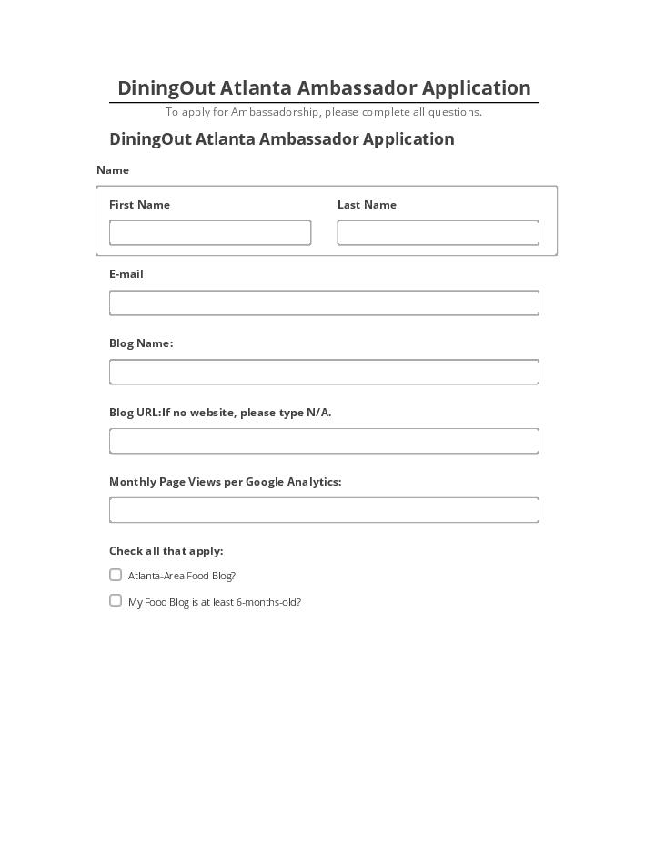 Archive DiningOut Atlanta Ambassador Application to Microsoft Dynamics