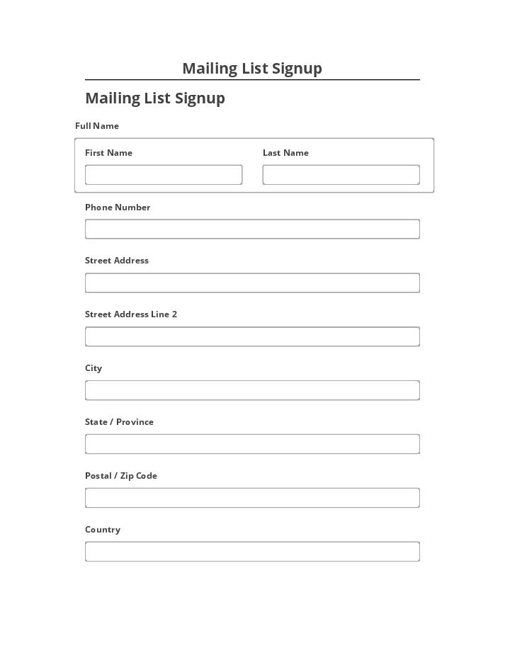 Archive Mailing List Signup to Netsuite