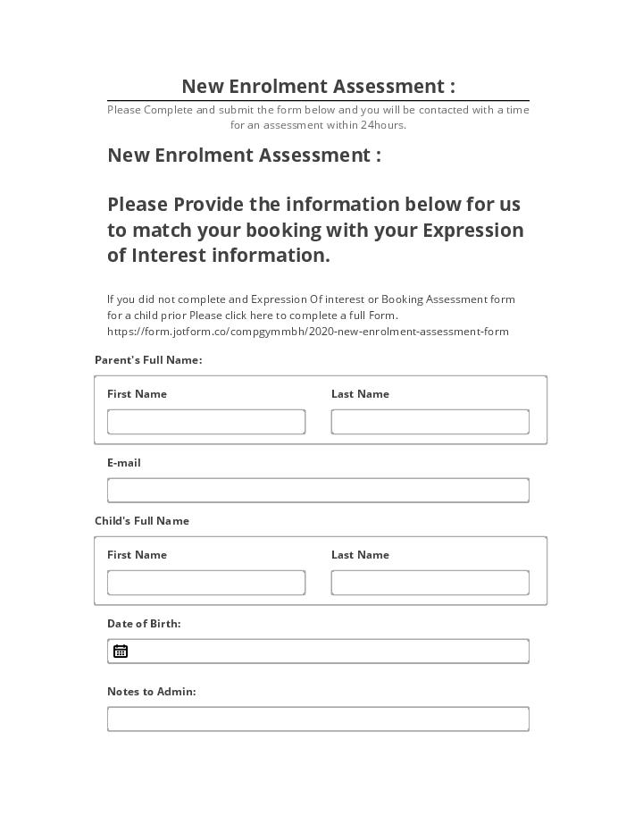 Integrate New enrollment Assessment : with Netsuite