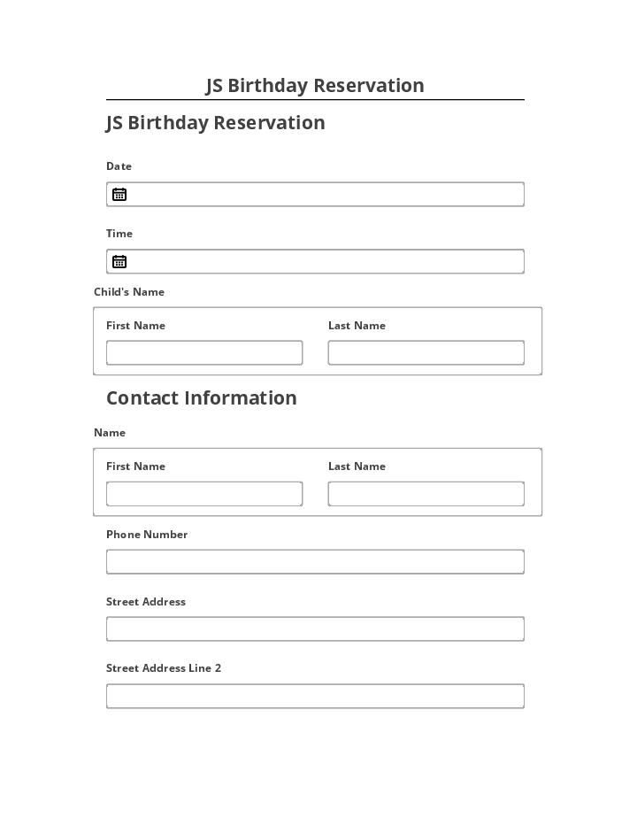 Manage JS Birthday Reservation in Salesforce
