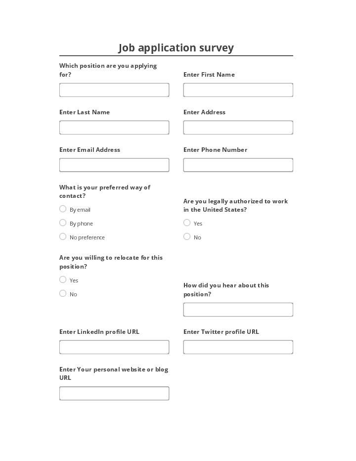 Update Job application survey from Netsuite