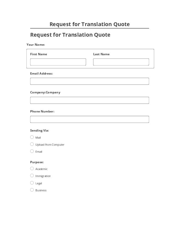 Update Request for Translation Quote from Netsuite