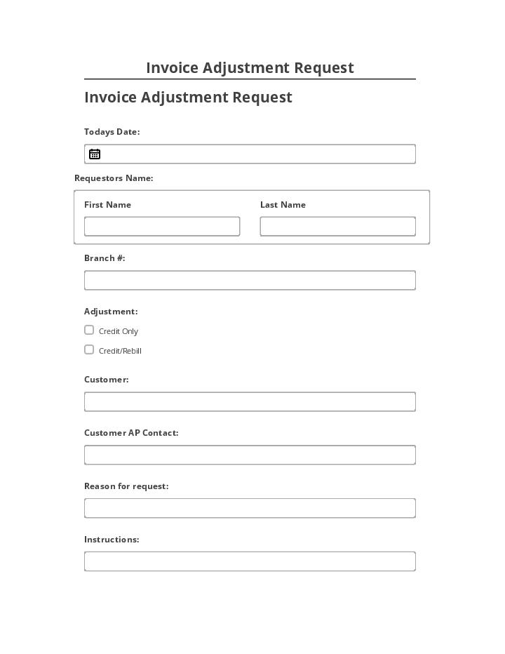 Pre-fill Invoice Adjustment Request from Microsoft Dynamics