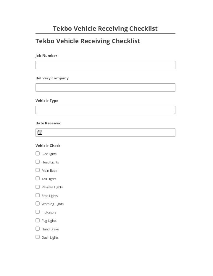 Archive Tekbo Vehicle Receiving Checklist to Microsoft Dynamics