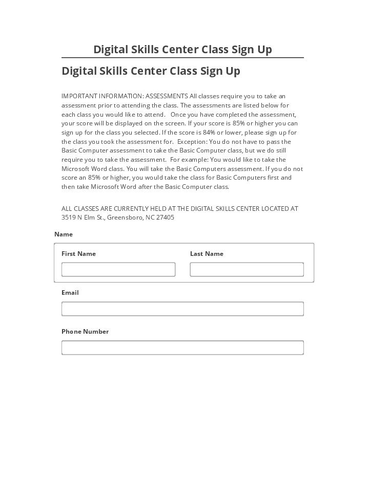 Pre-fill Digital Skills Center Class Sign Up from Microsoft Dynamics
