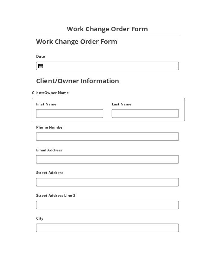 Export Work Change Order Form to Microsoft Dynamics