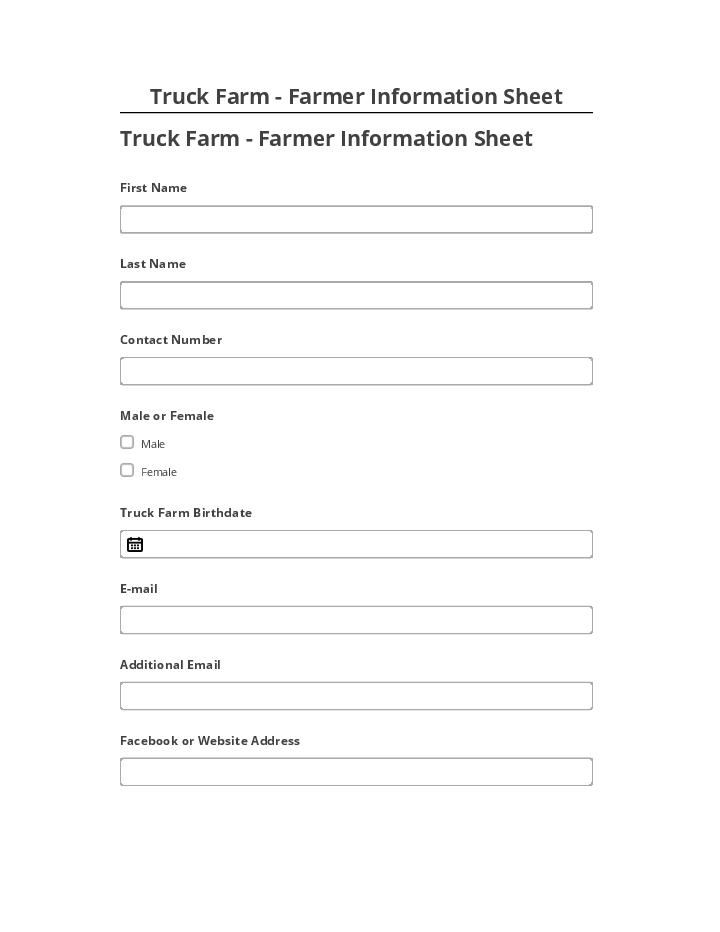 Pre-fill Truck Farm - Farmer Information Sheet from Salesforce