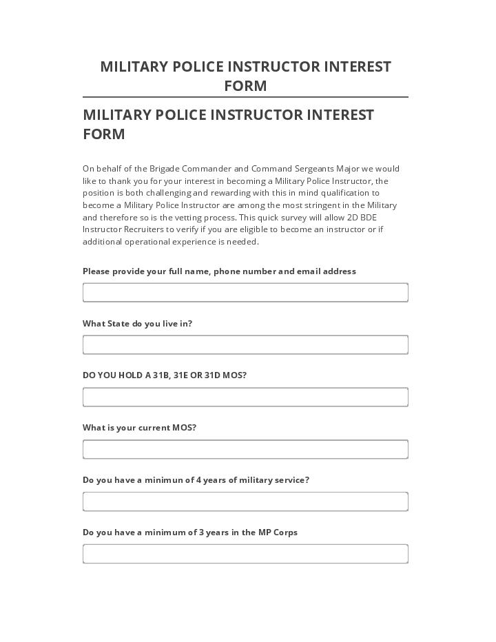 Extract MILITARY POLICE INSTRUCTOR INTEREST FORM from Netsuite