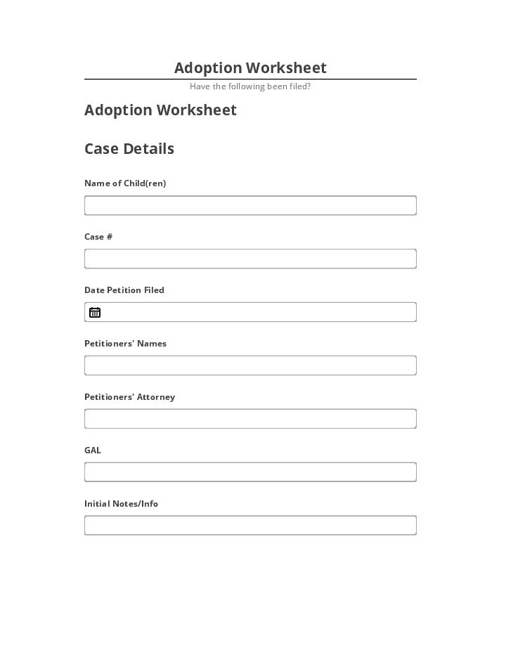 Arrange Adoption Worksheet in Microsoft Dynamics