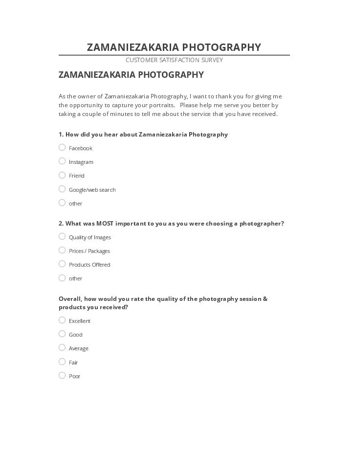 Arrange ZAMANIEZAKARIA PHOTOGRAPHY in Salesforce