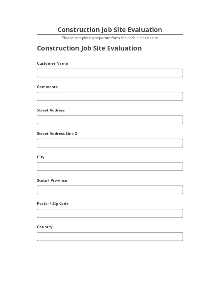 Export Construction Job Site Evaluation to Microsoft Dynamics