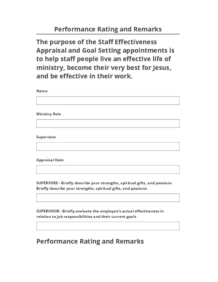 Manage Performance Rating and Remarks