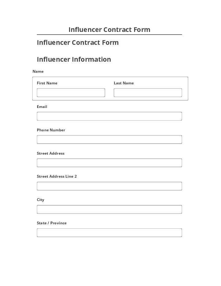 Synchronize Influencer Contract Form