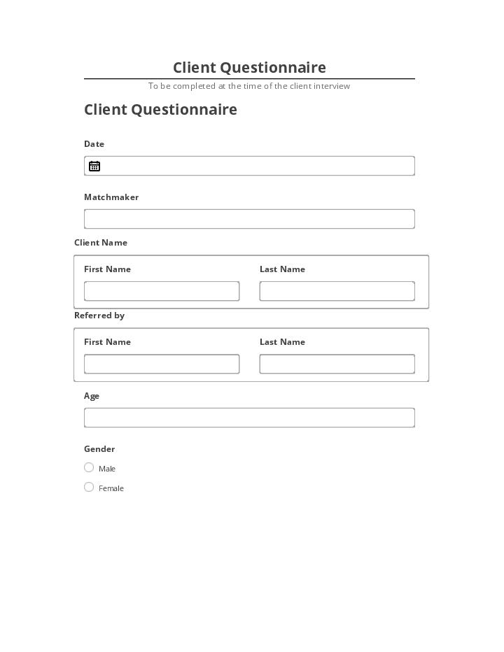 Manage Client Questionnaire in Microsoft Dynamics