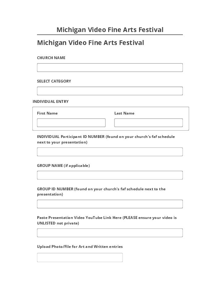 Arrange Michigan Video Fine Arts Festival in Salesforce