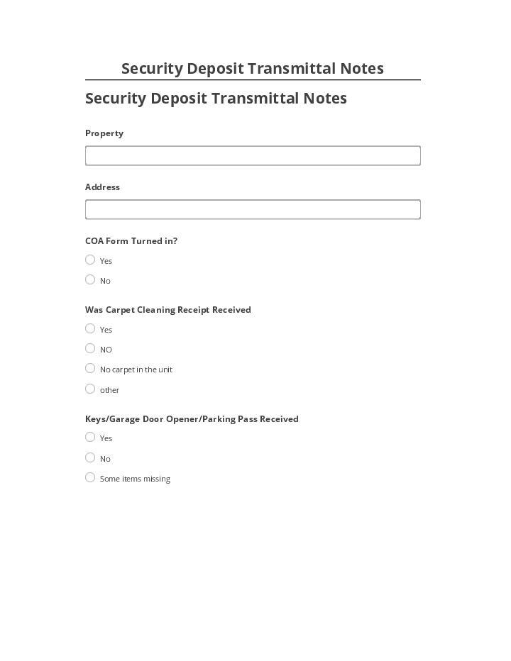 Synchronize Security Deposit Transmittal Notes