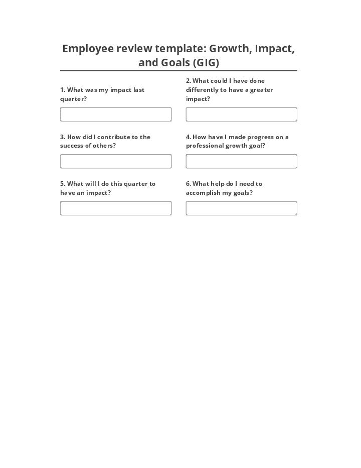 Extract Employee review template: Growth, Impact, and Goals (GIG) from Microsoft Dynamics