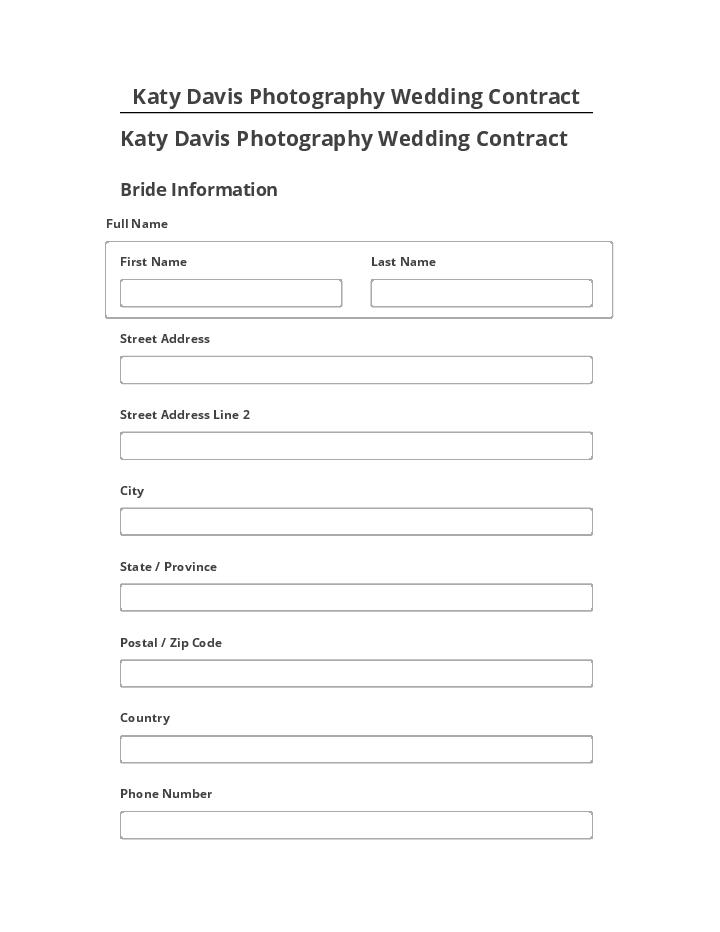 Update Katy Davis Photography Wedding Contract from Salesforce