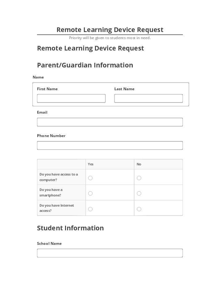 Pre-fill Remote Learning Device Request from Microsoft Dynamics