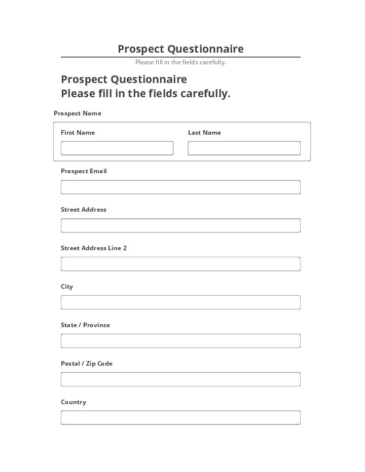 Arrange Prospect Questionnaire in Netsuite