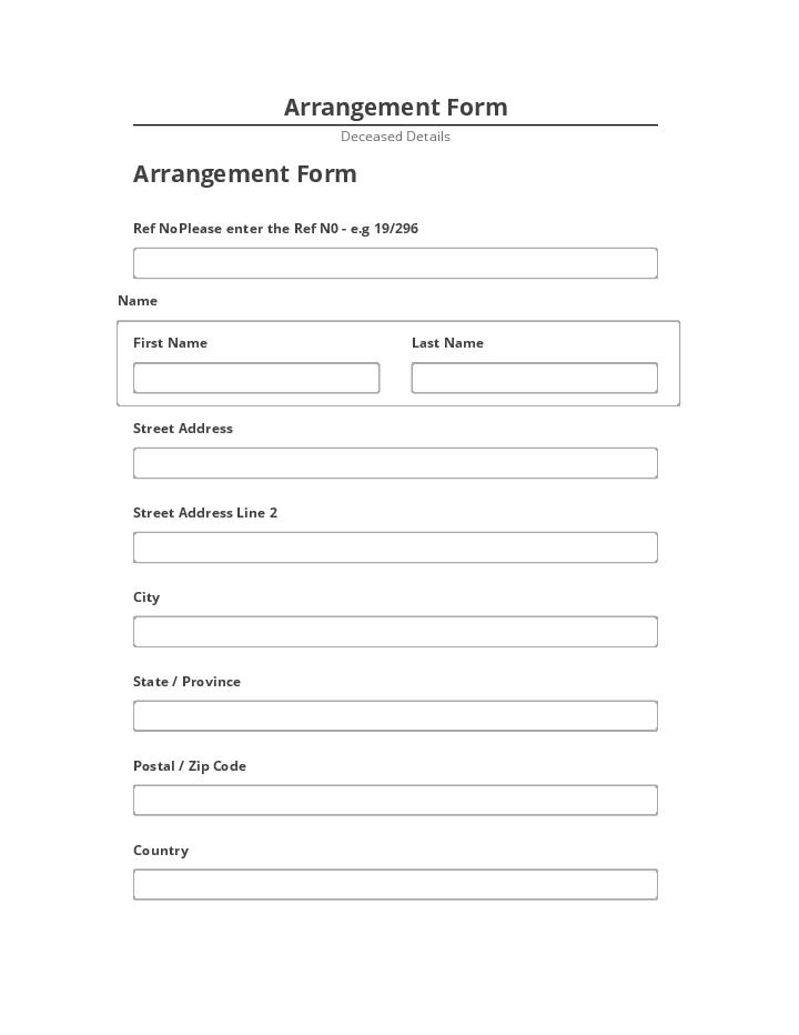 Arrange Arrangement Form in Salesforce