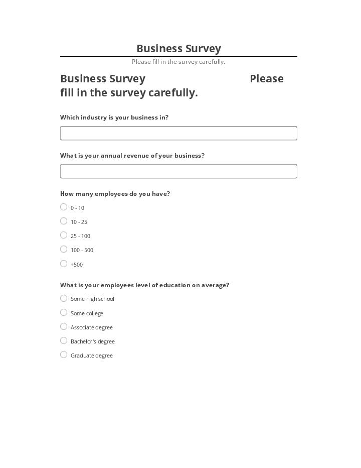 Pre-fill Business Survey from Netsuite