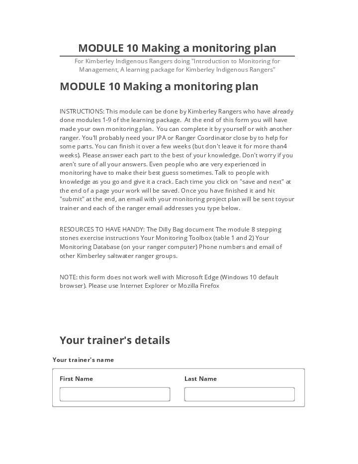 Update MODULE 10 Making a monitoring plan from Microsoft Dynamics