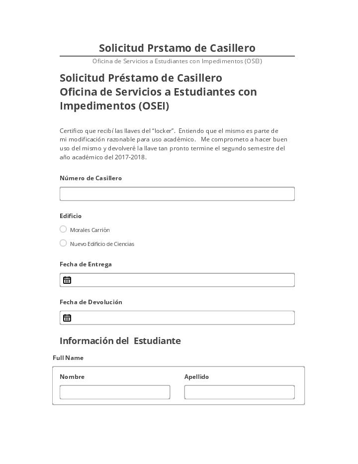 Manage Solicitud Prstamo de Casillero in Salesforce