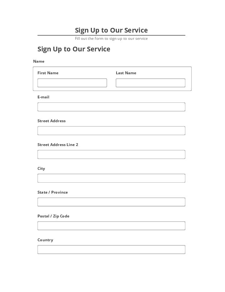 Export Sign Up to Our Service to Netsuite