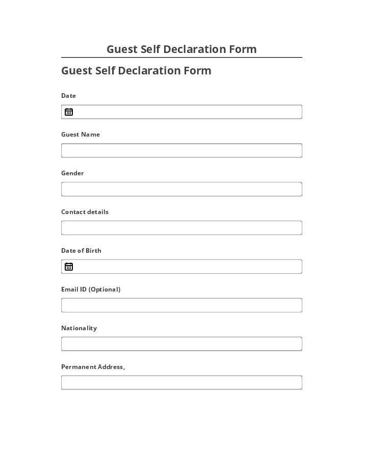 Integrate Guest Self Declaration Form