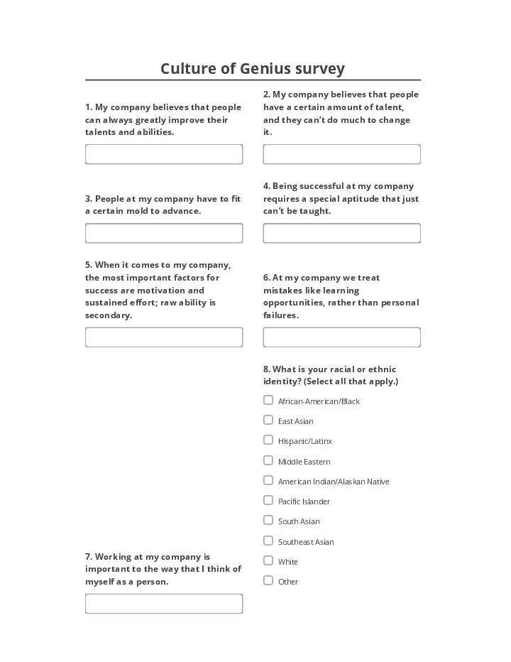Arrange Culture of Genius survey in Salesforce