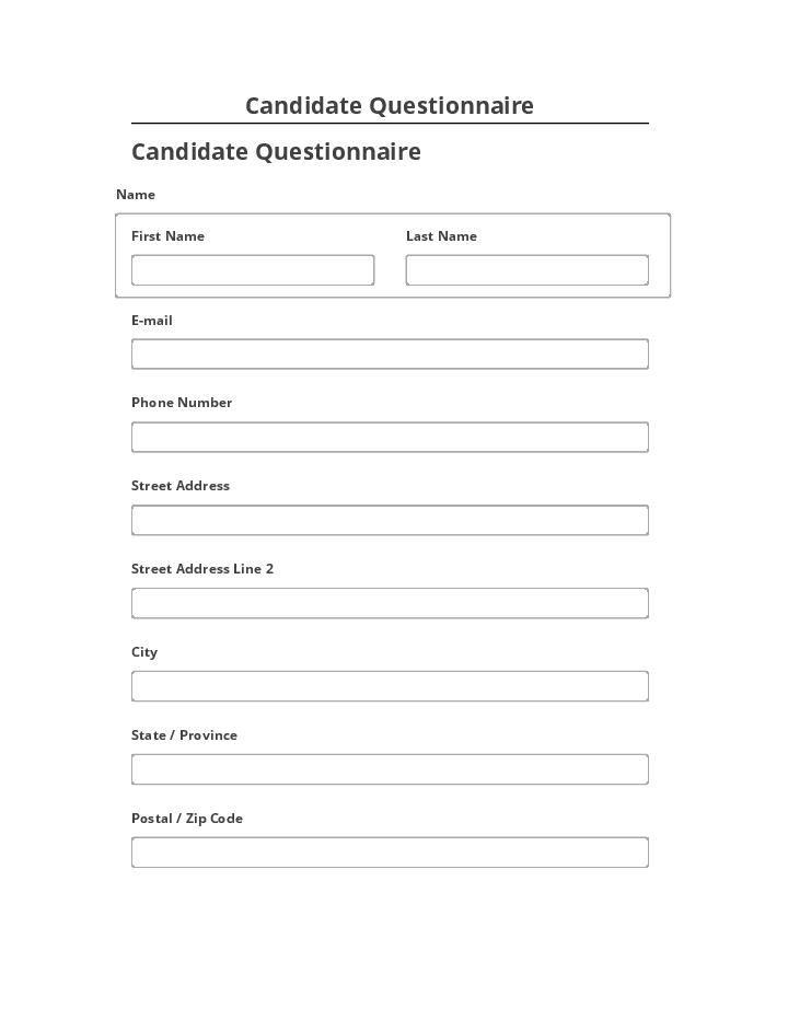 Arrange Candidate Questionnaire