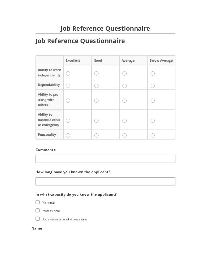 Automate Job Reference Questionnaire