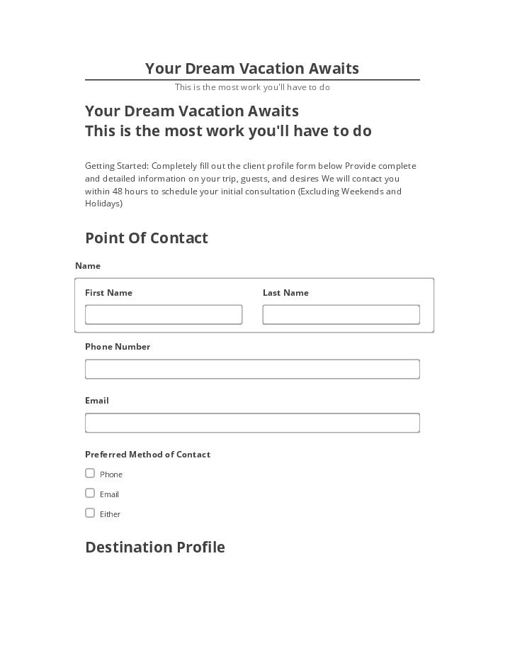 Pre-fill Your Dream Vacation Awaits from Microsoft Dynamics