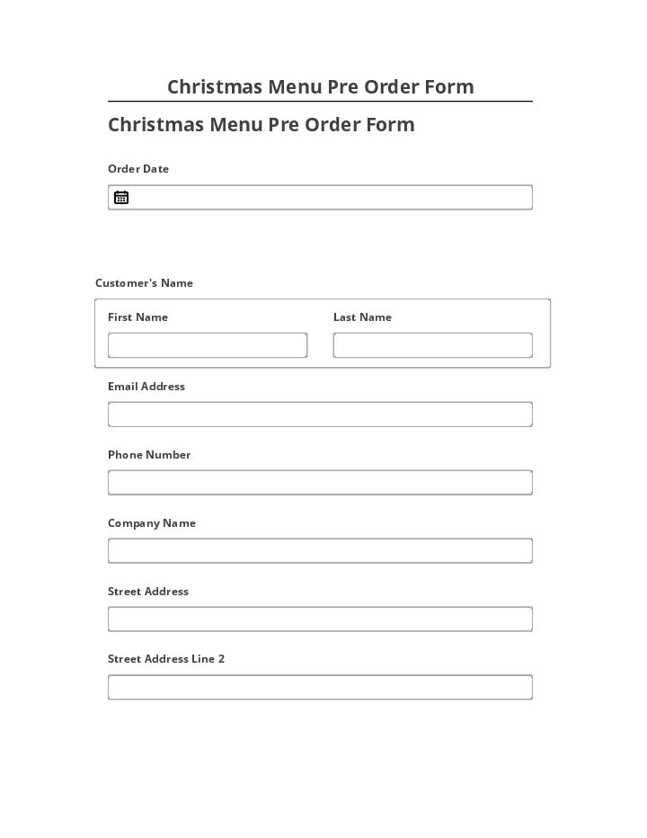 Synchronize Christmas Menu Pre Order Form