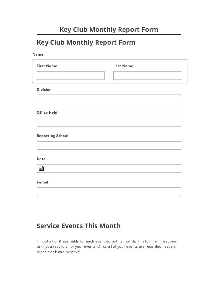 Synchronize Key Club Monthly Report Form with Microsoft Dynamics
