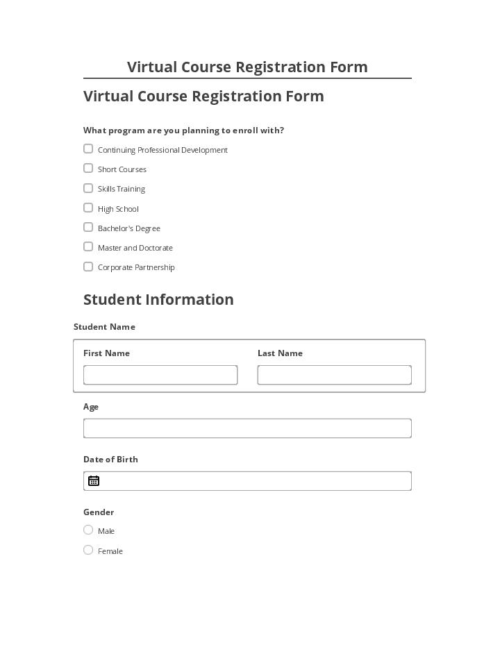 Pre-fill Virtual Course Registration Form