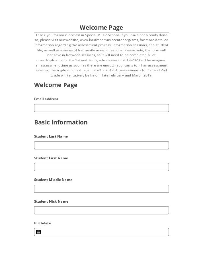 Export Welcome Page to Microsoft Dynamics
