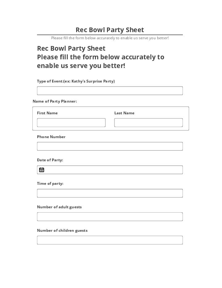Synchronize Rec Bowl Party Sheet