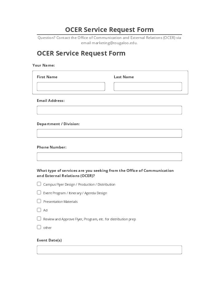 Extract OCER Service Request Form from Netsuite
