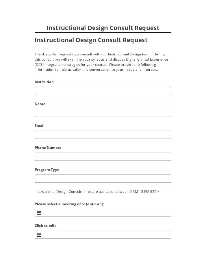 Arrange Instructional Design Consult Request in Netsuite