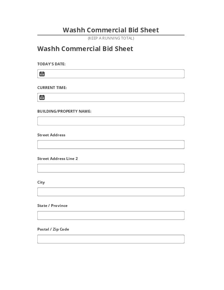 Pre-fill Washh Commercial Bid Sheet