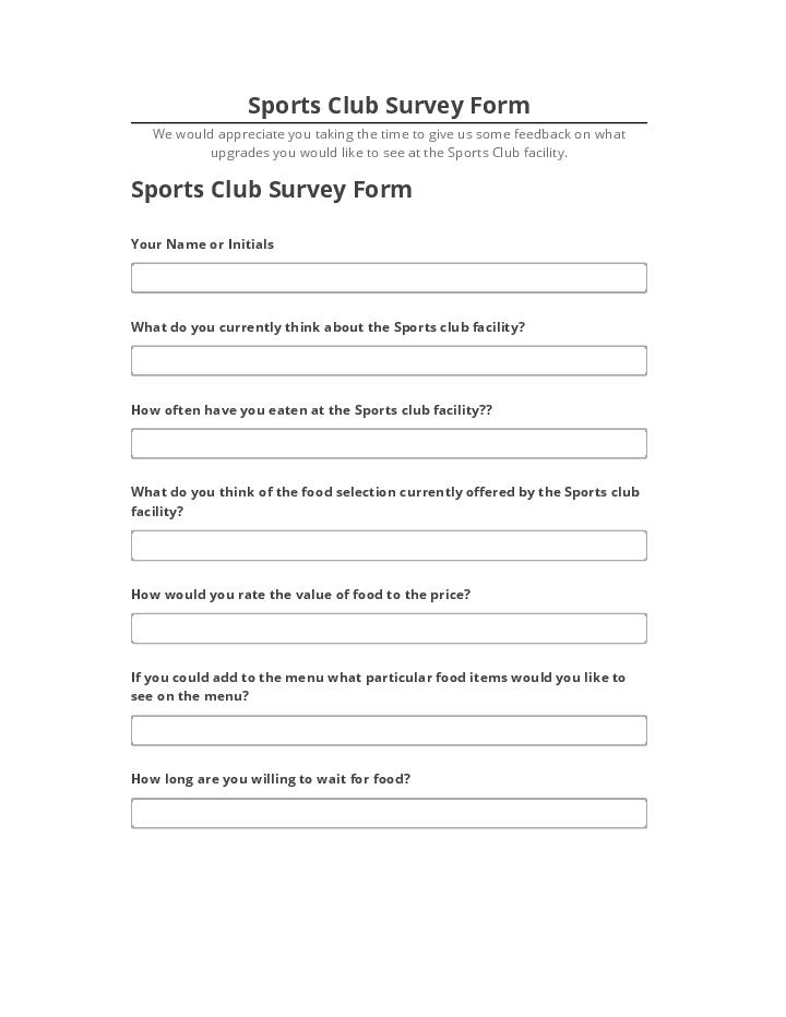 Incorporate Sports Club Survey Form in Salesforce