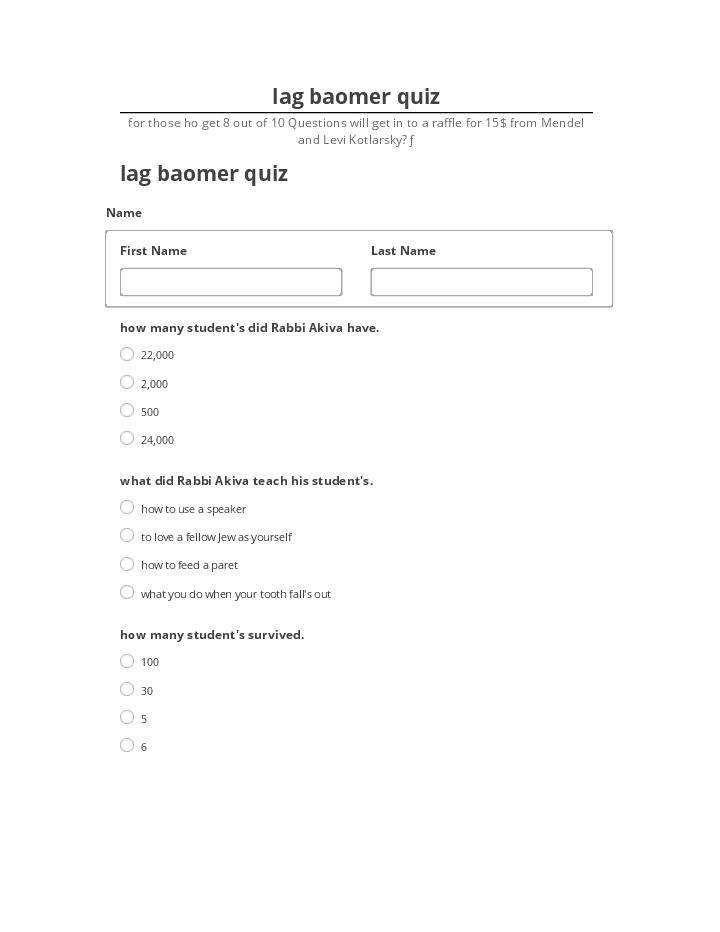 Arrange lag baomer quiz in Salesforce